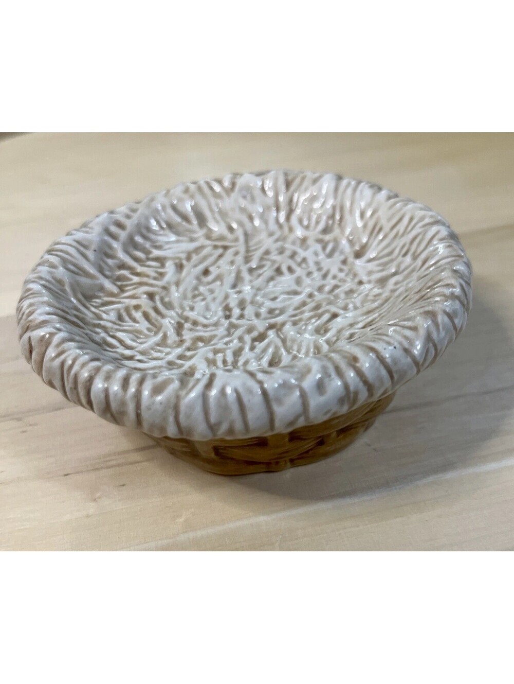 Vintage Sakura Bird’s Nest Trinket Jewelry Soap Dish 4” Hand Painted